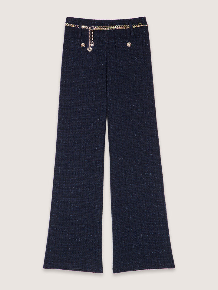 Pantalon en tweed à ceinture chaîne