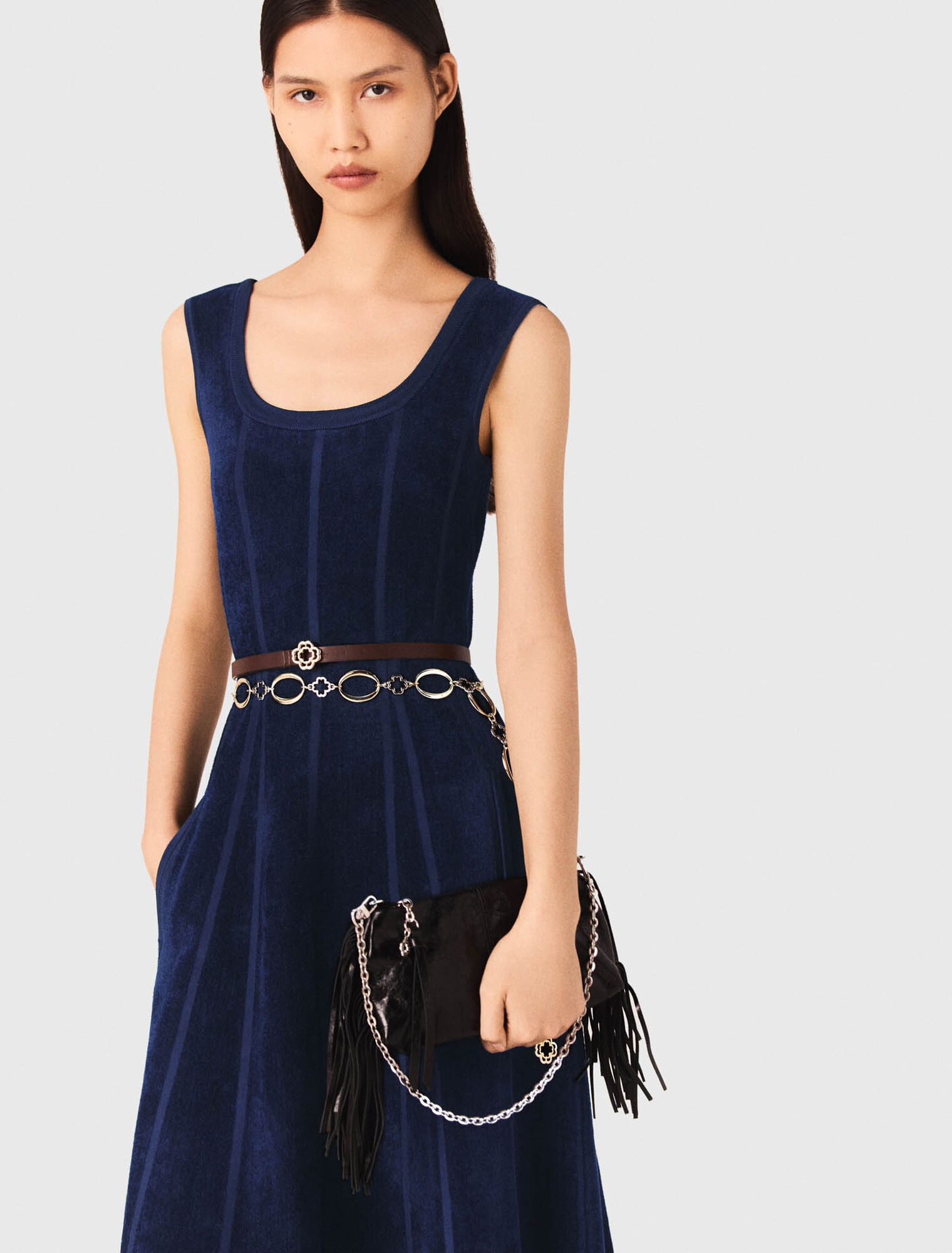 Robe longue en velours