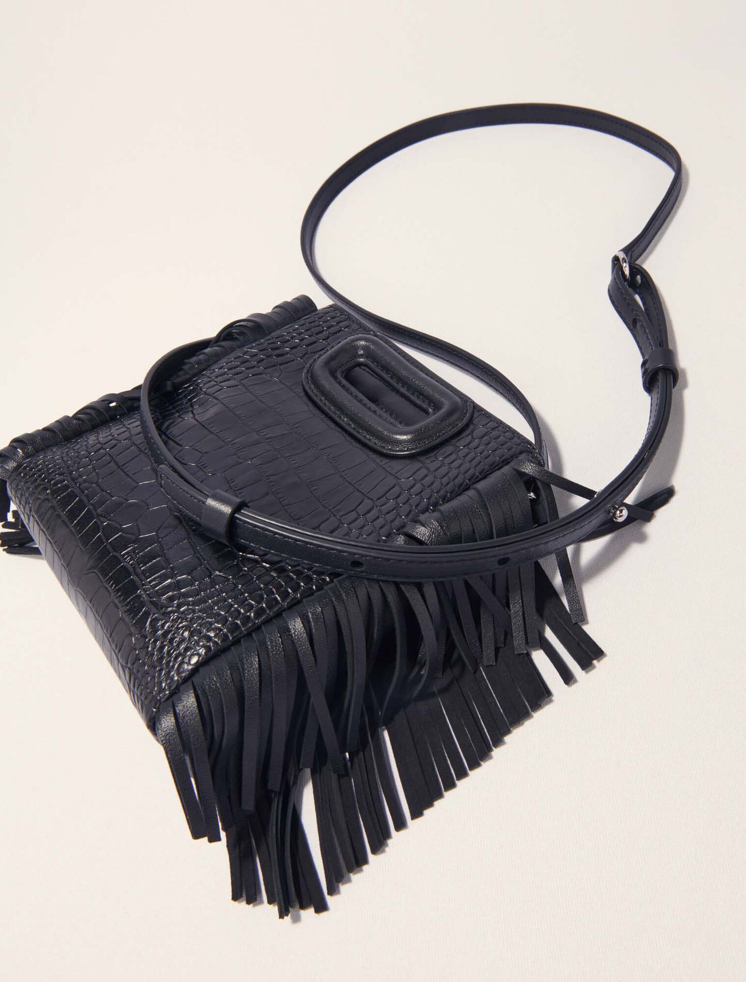 Sac M en cuir effet croco