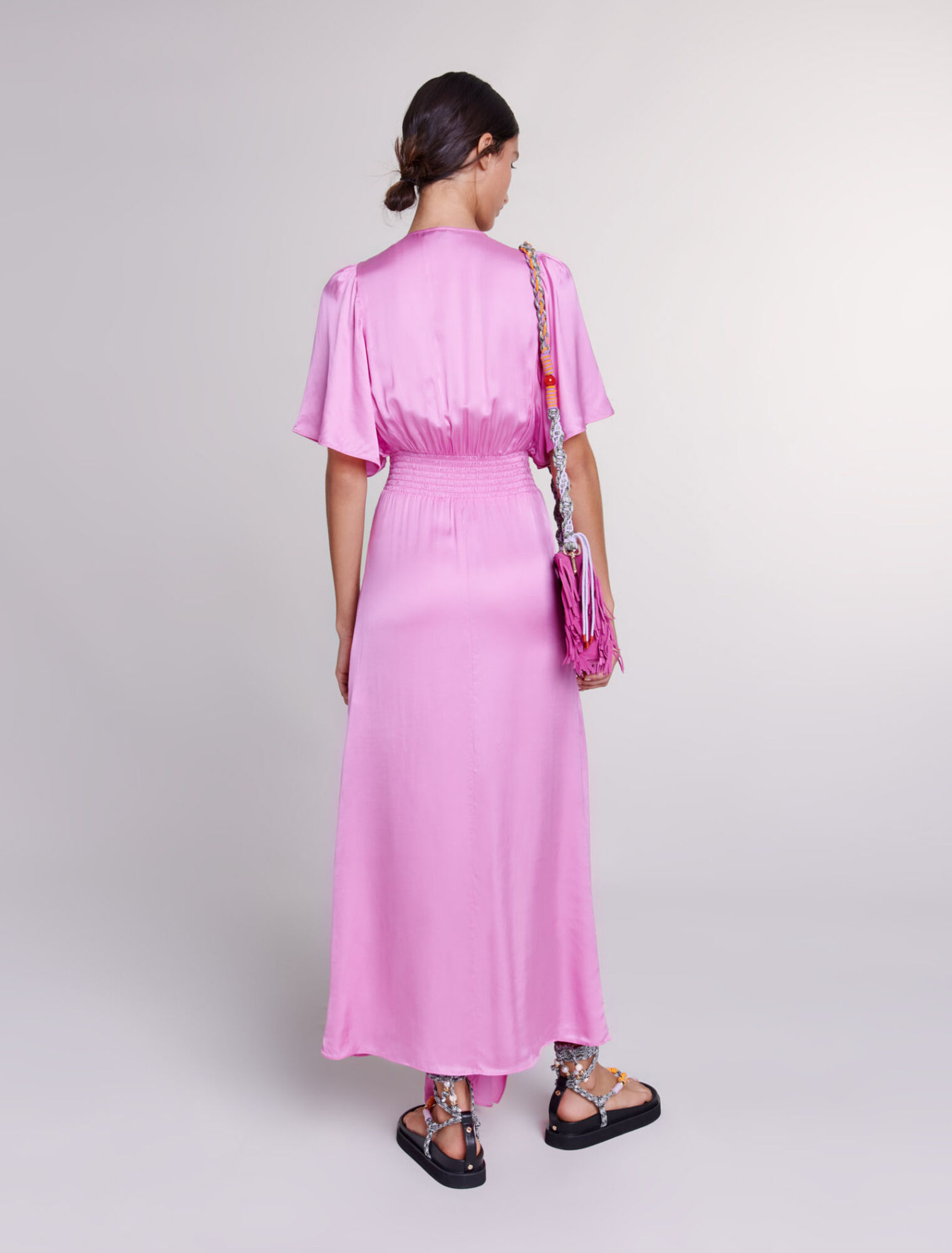 Robe longue satinée