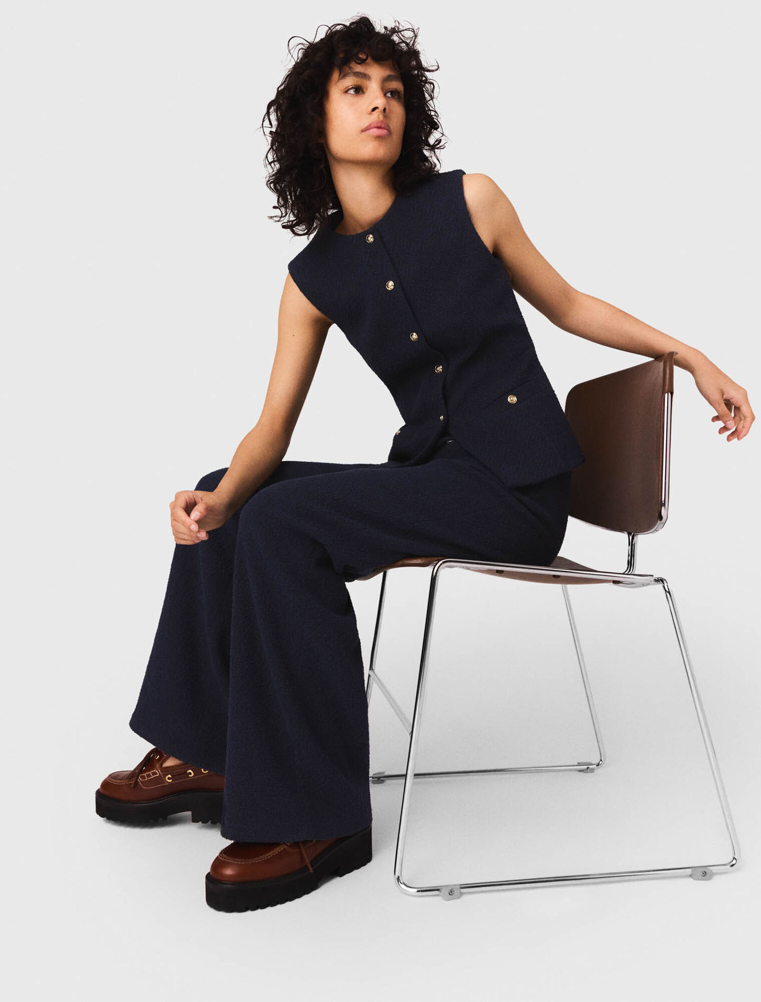 Pantalon droit en tweed