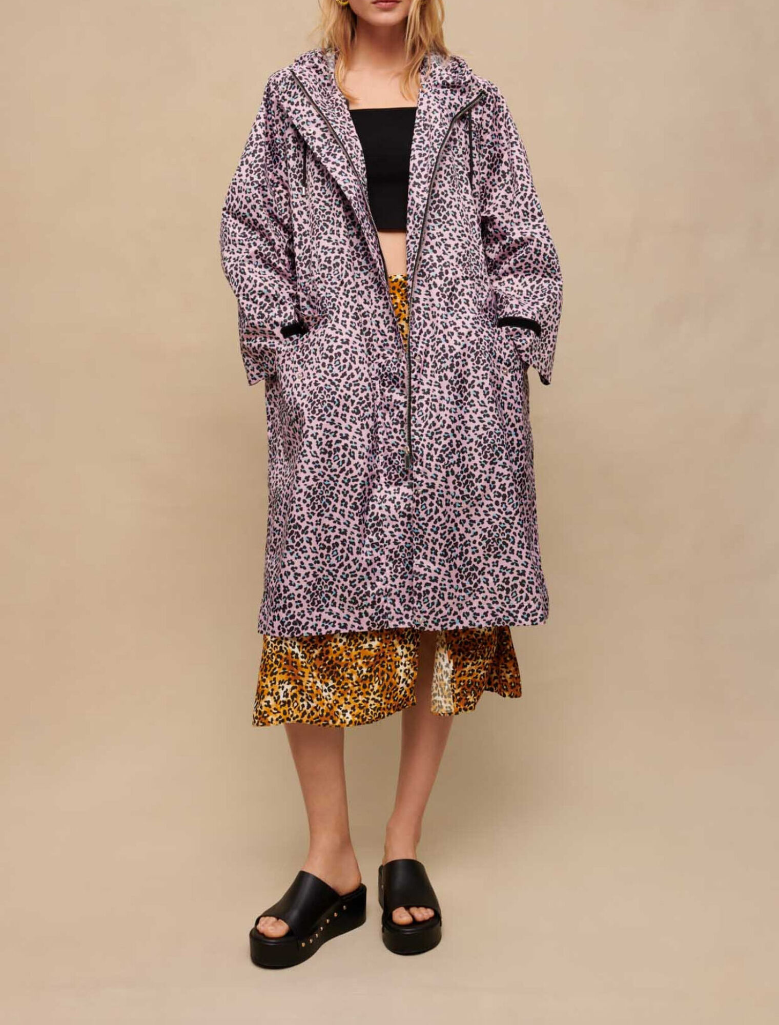 Manteau déperlant imprimé léopard