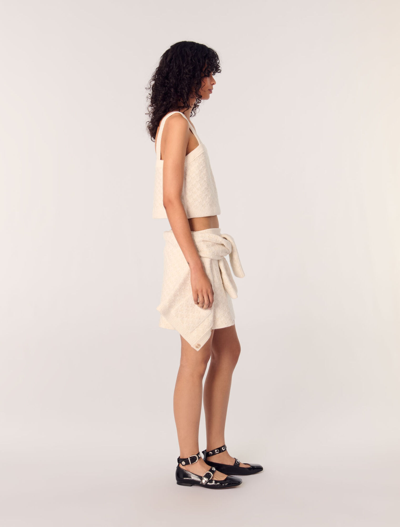 Top court en maille effet tweed
