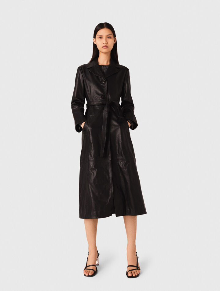 Trench long en cuir