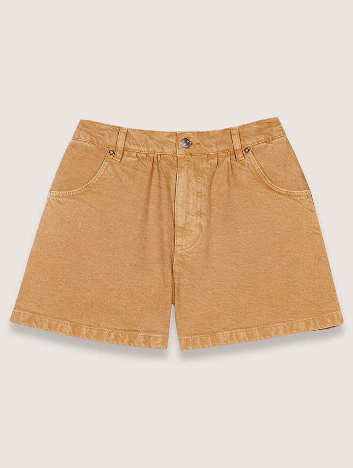 Maje Denim Shorts In Beige