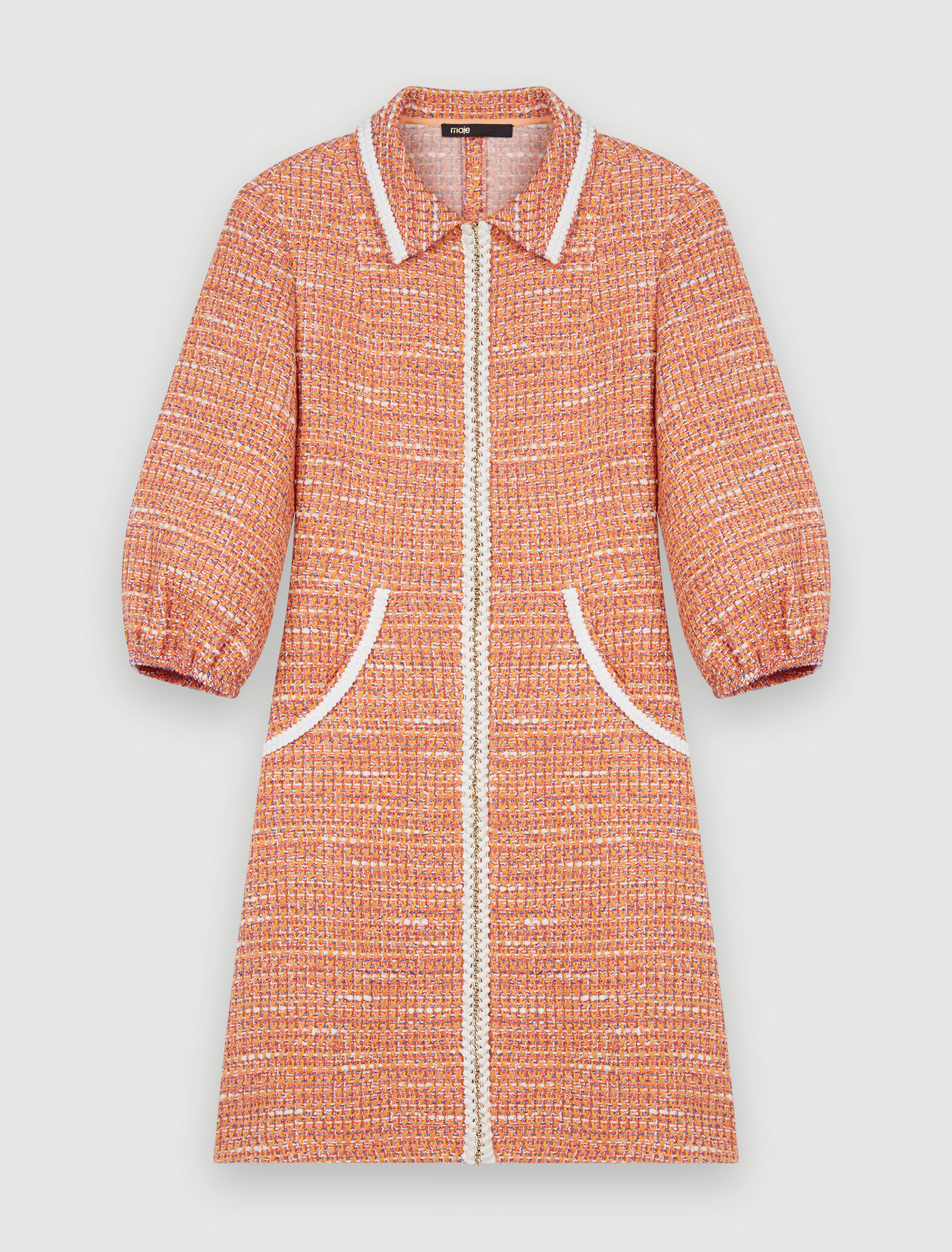 Robe en tweed à galons tressés