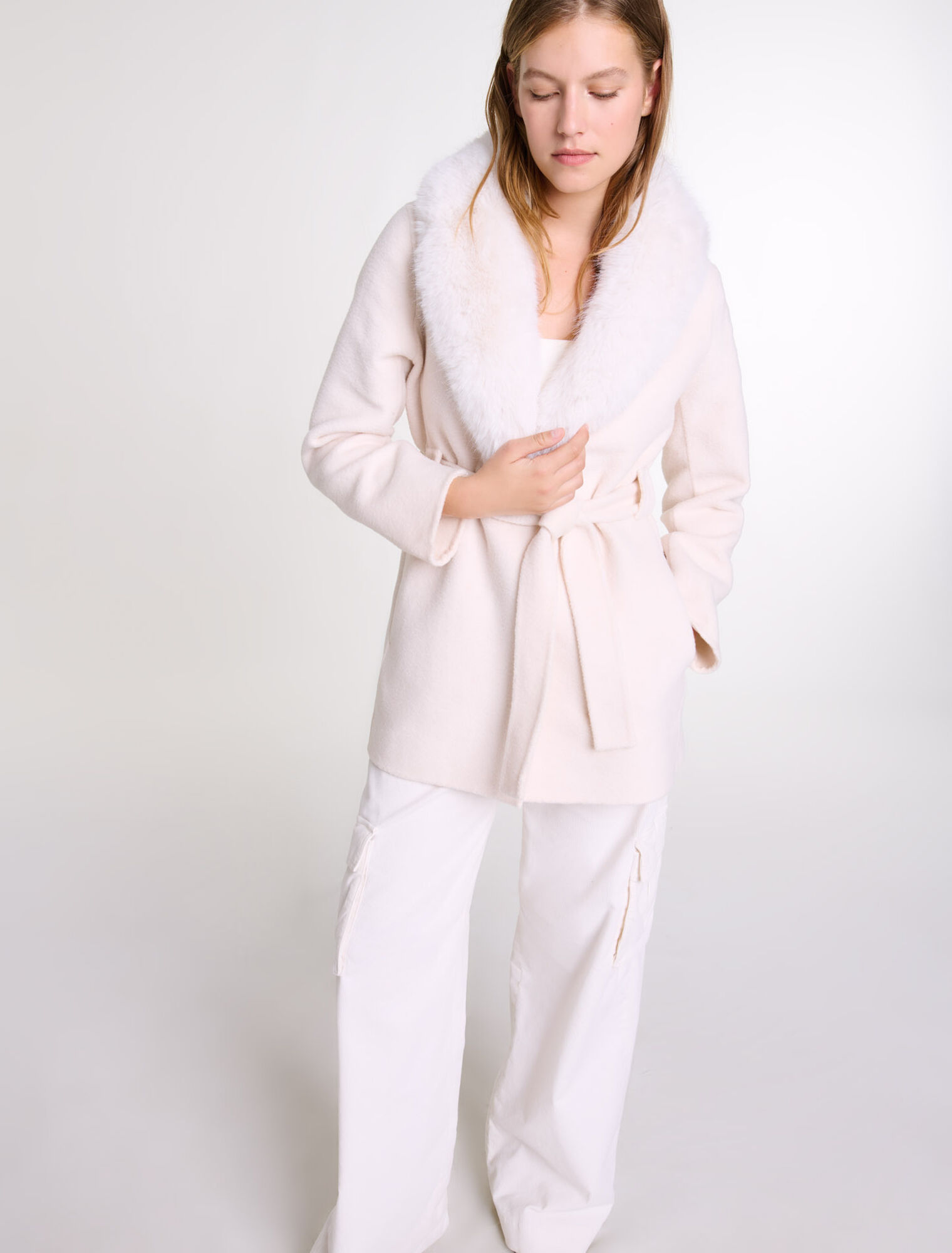 Manteau long en fausse fourrure
