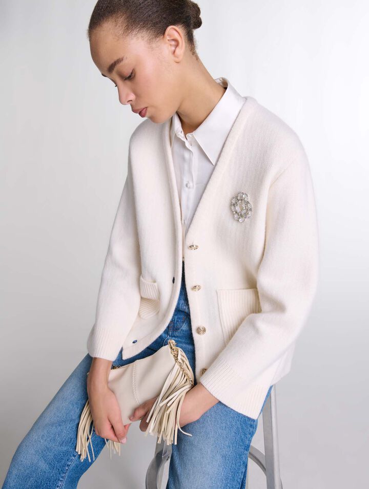Cardigan en maille Clover à strass