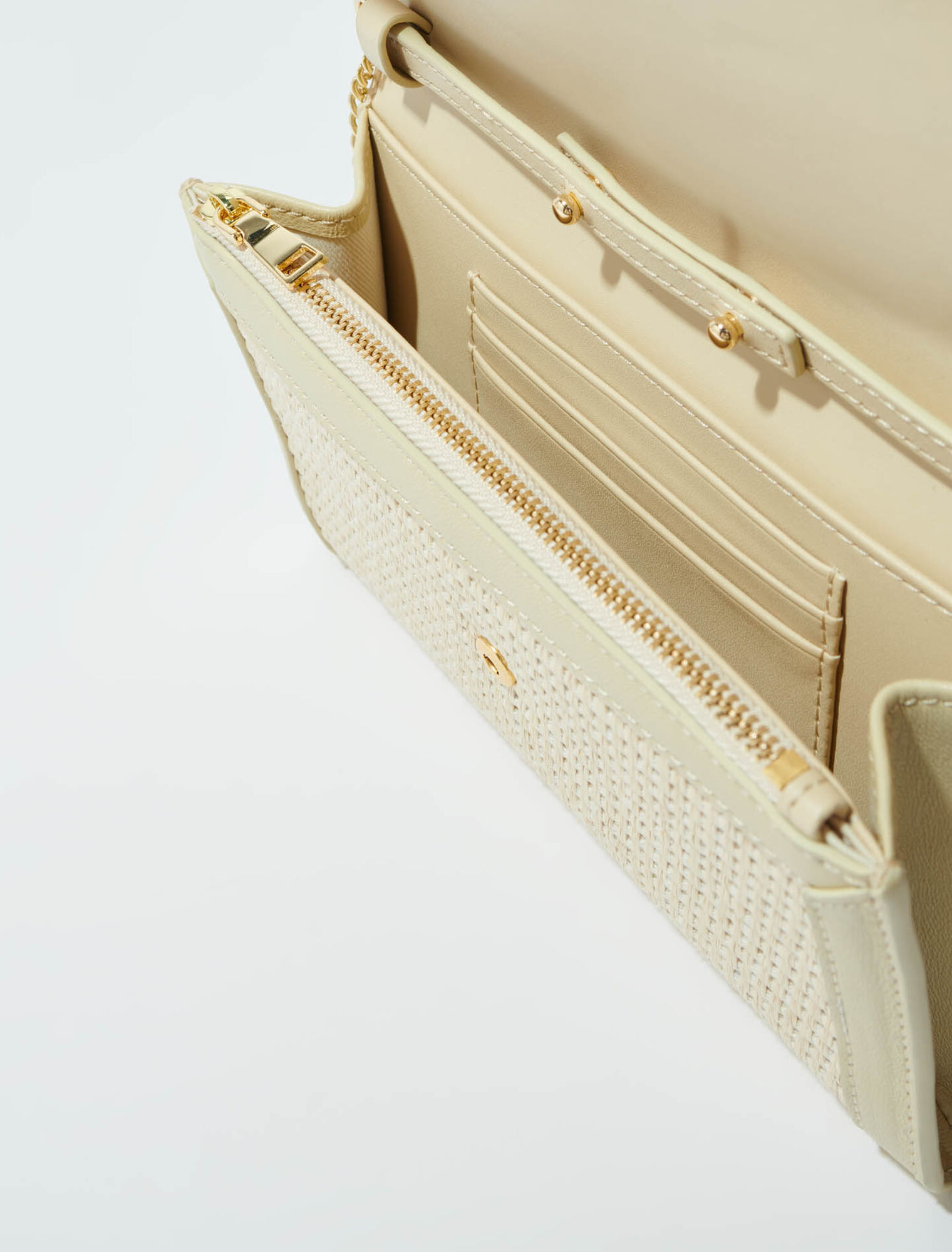 Pochette à chaîne effet raphia