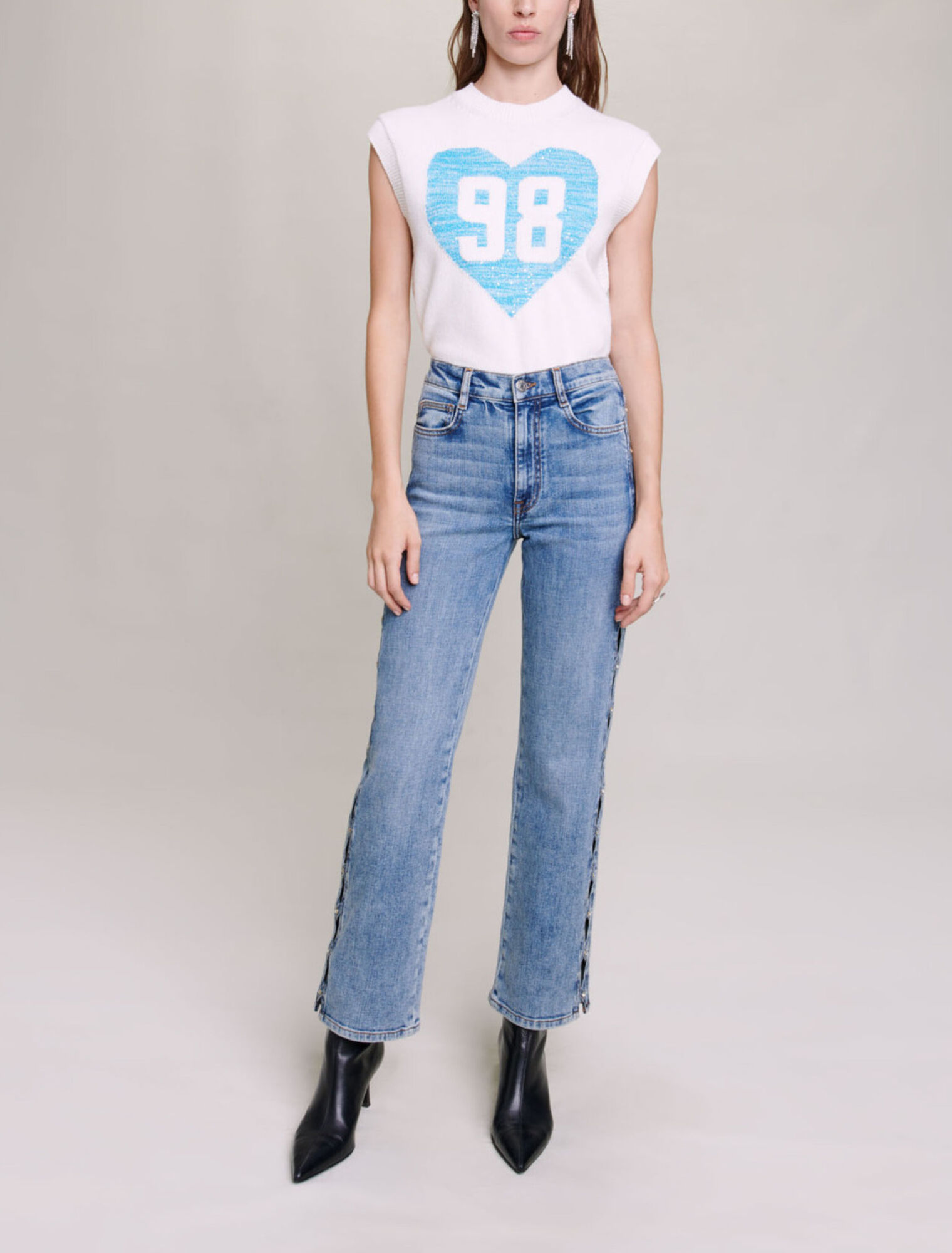 Pull sans manches cœurs