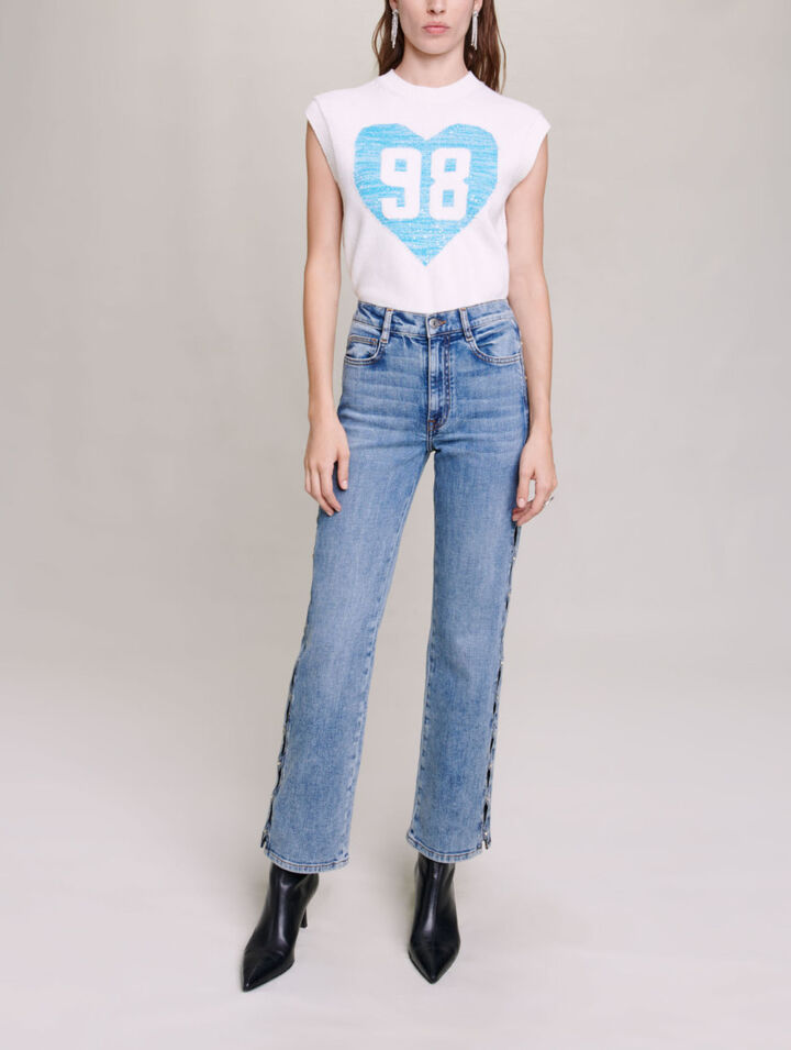 Pull sans manches cœurs
