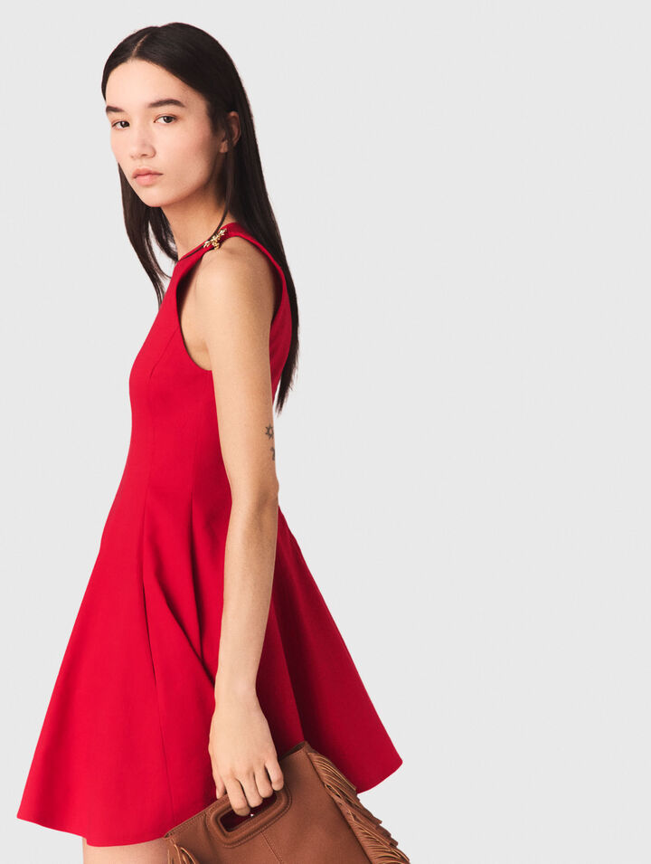 Robe courte &eacute;vas&eacute;e en lin m&eacute;lang&eacute;