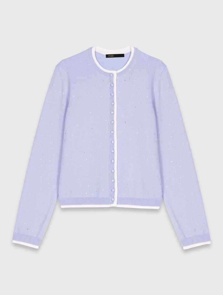 Cardigan 100% laine avec strass