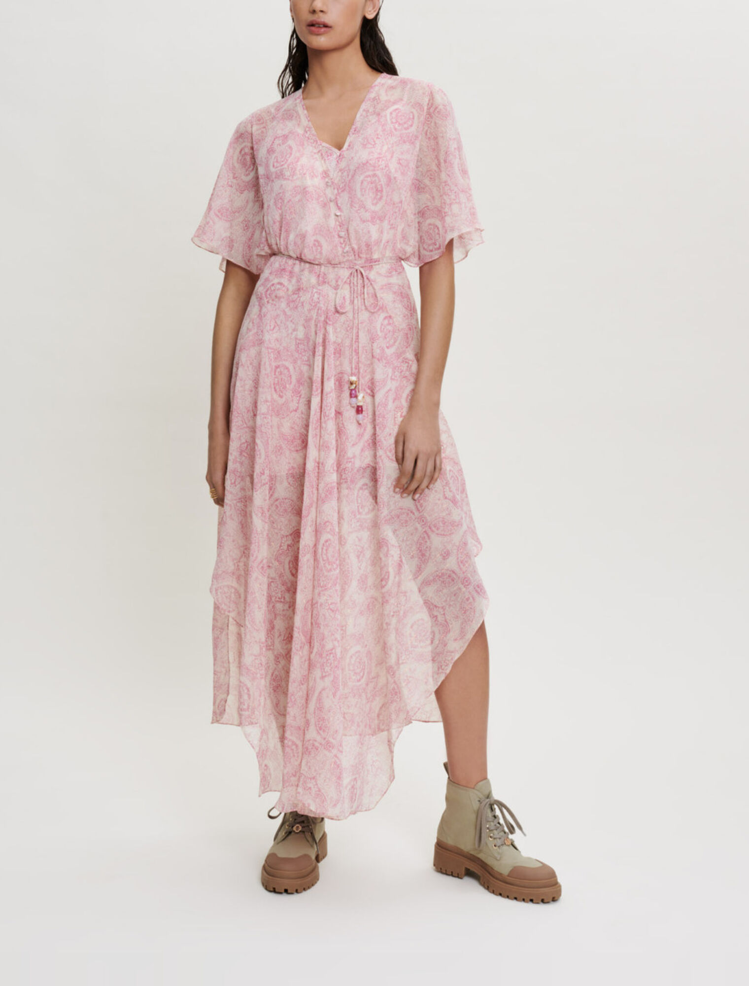 Robe foulard fluide à imprimé cachemire