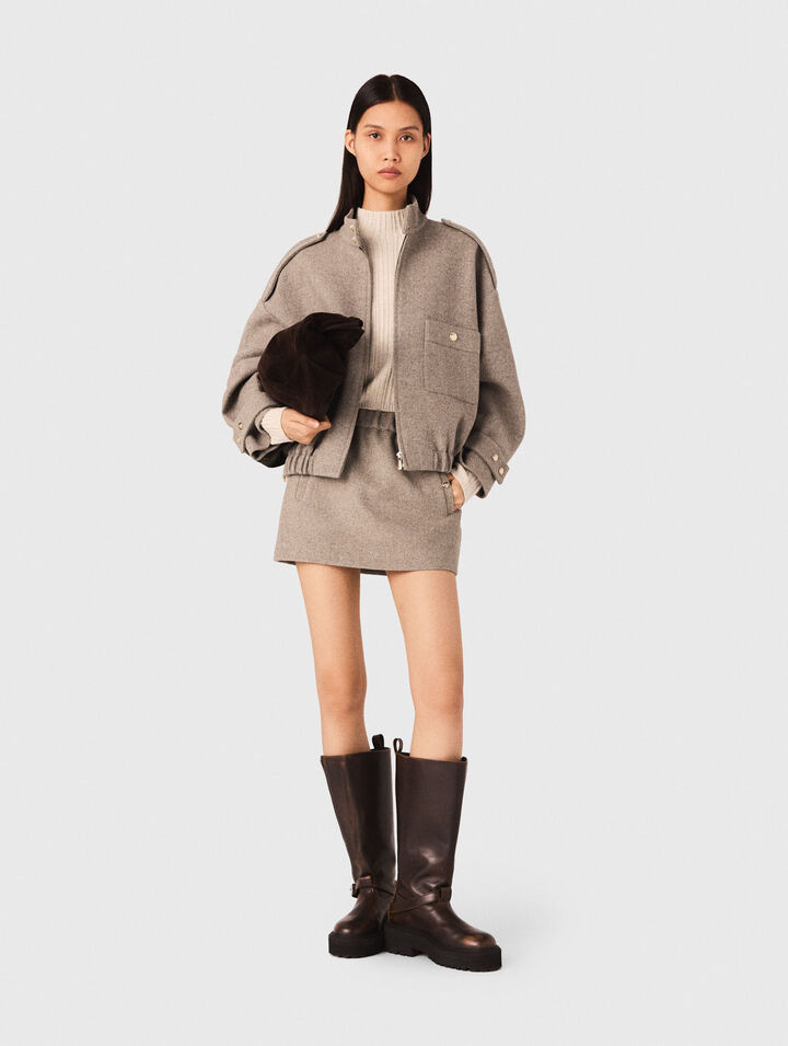 Blouson en laine mélangée