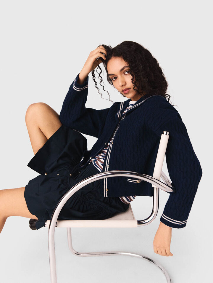 Cardigan torsad&eacute; avec col bateau