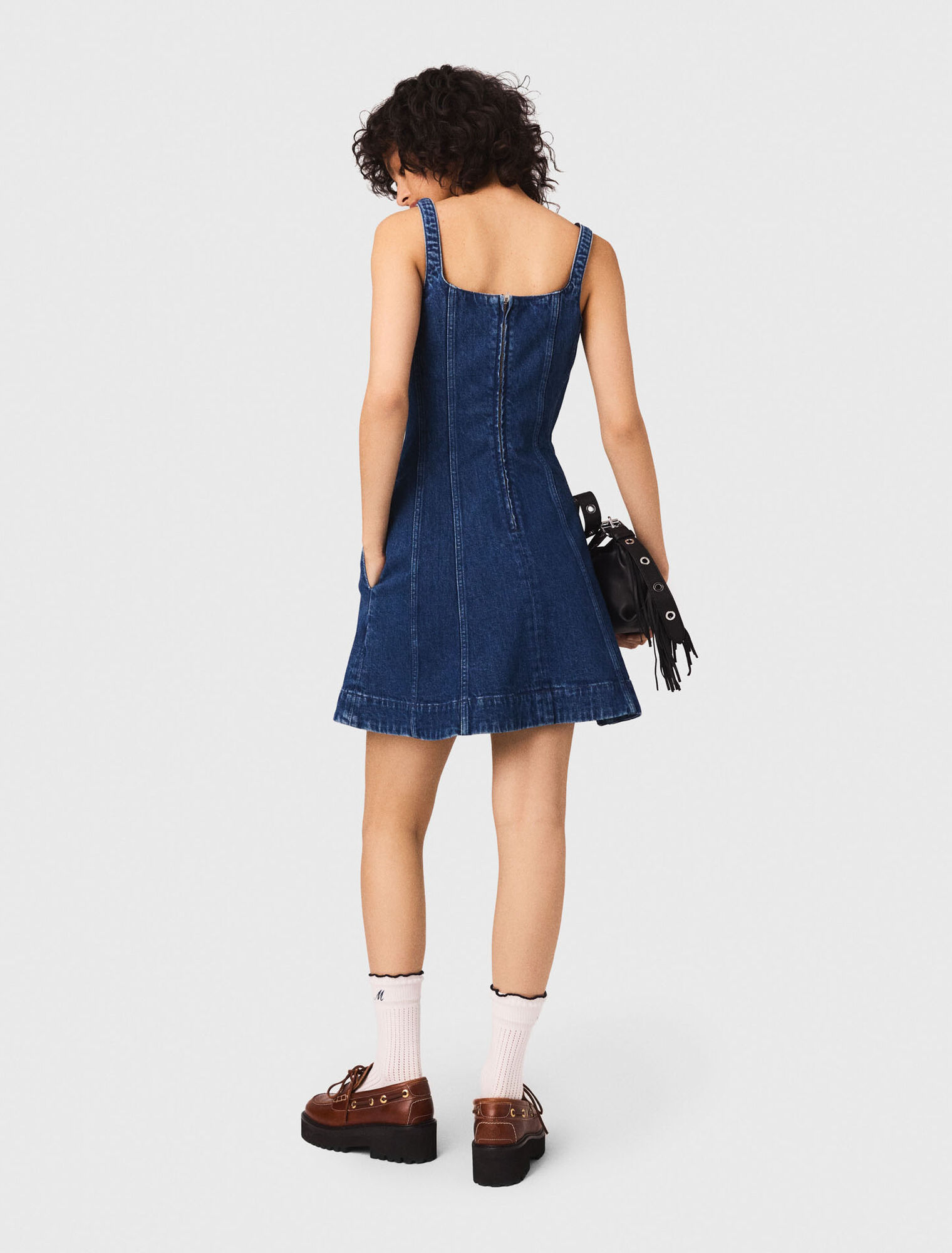 Robe patineuse courte en denim