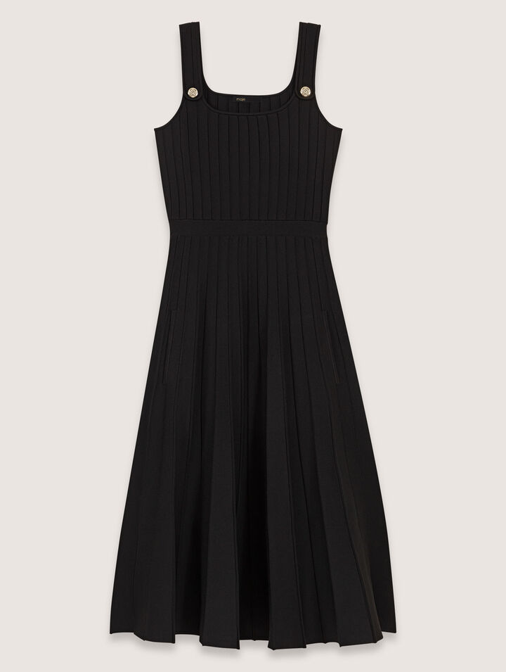 Robe midi en maille plissée