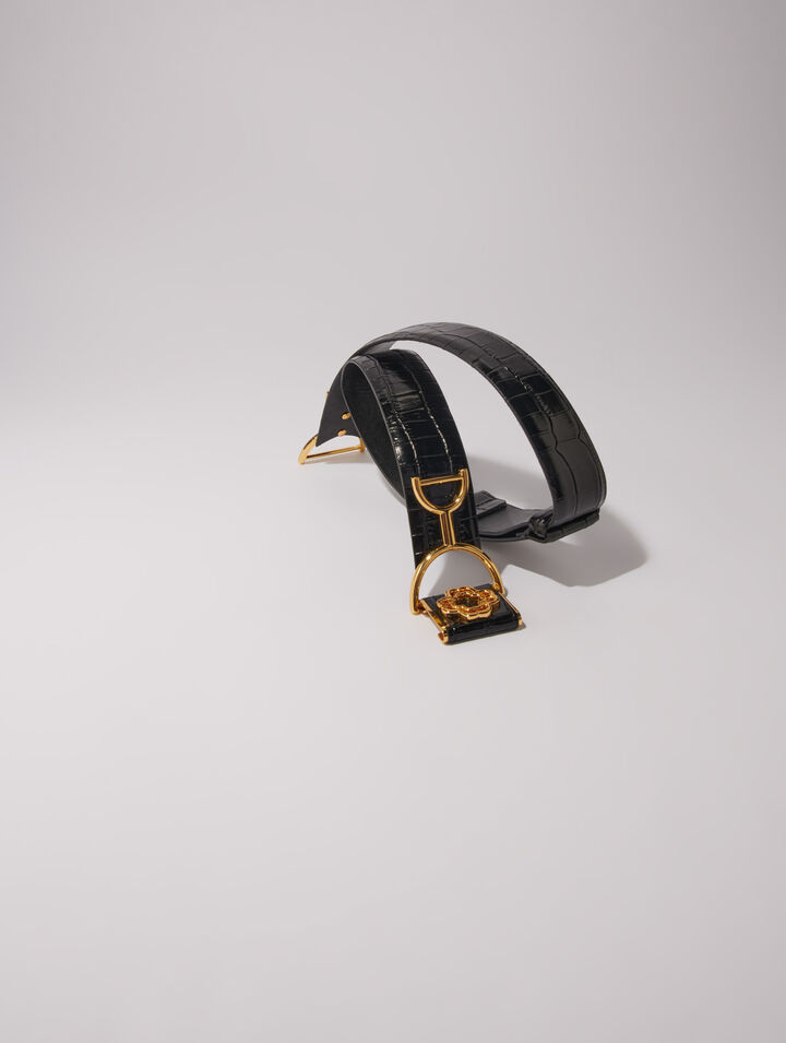 Ceinture large en cuir effet croco