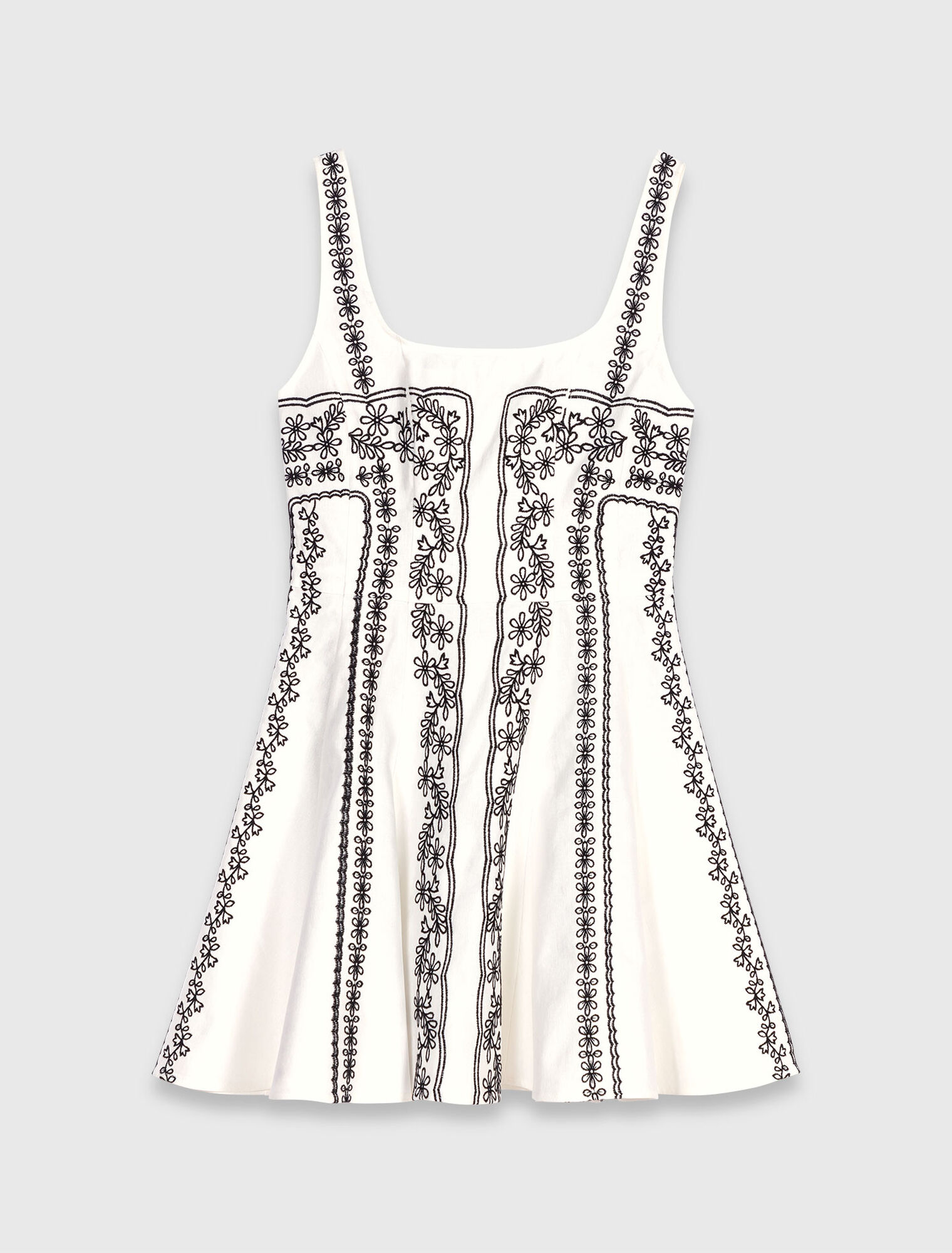 Robe courte brodée à bretelles
