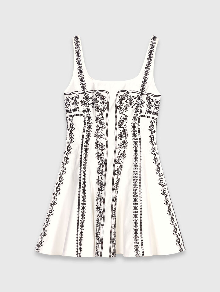 Robe courte brodée à bretelles