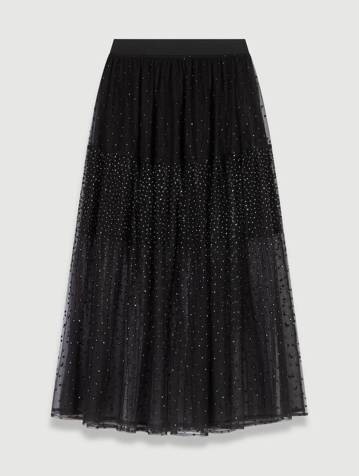 Jupe longue en tulle à pois glitter