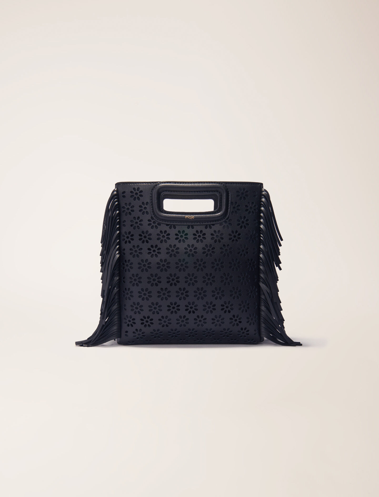 maje Sac M en cuir perforé Noir