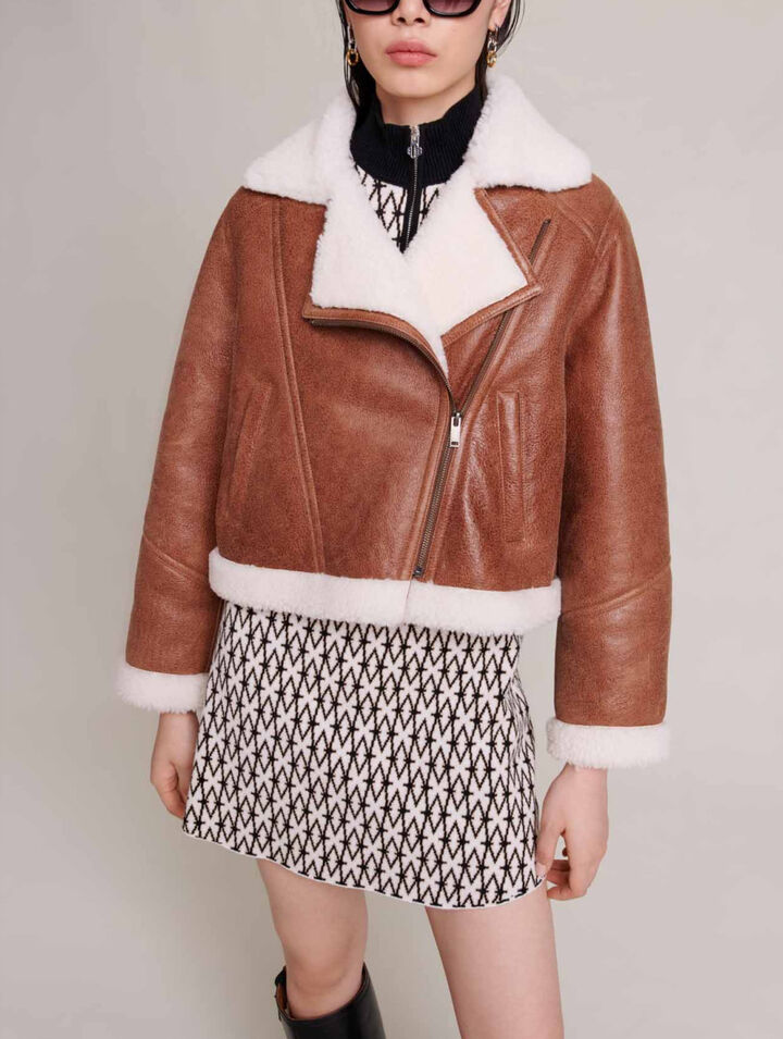 Blouson court en cuir d'agneau