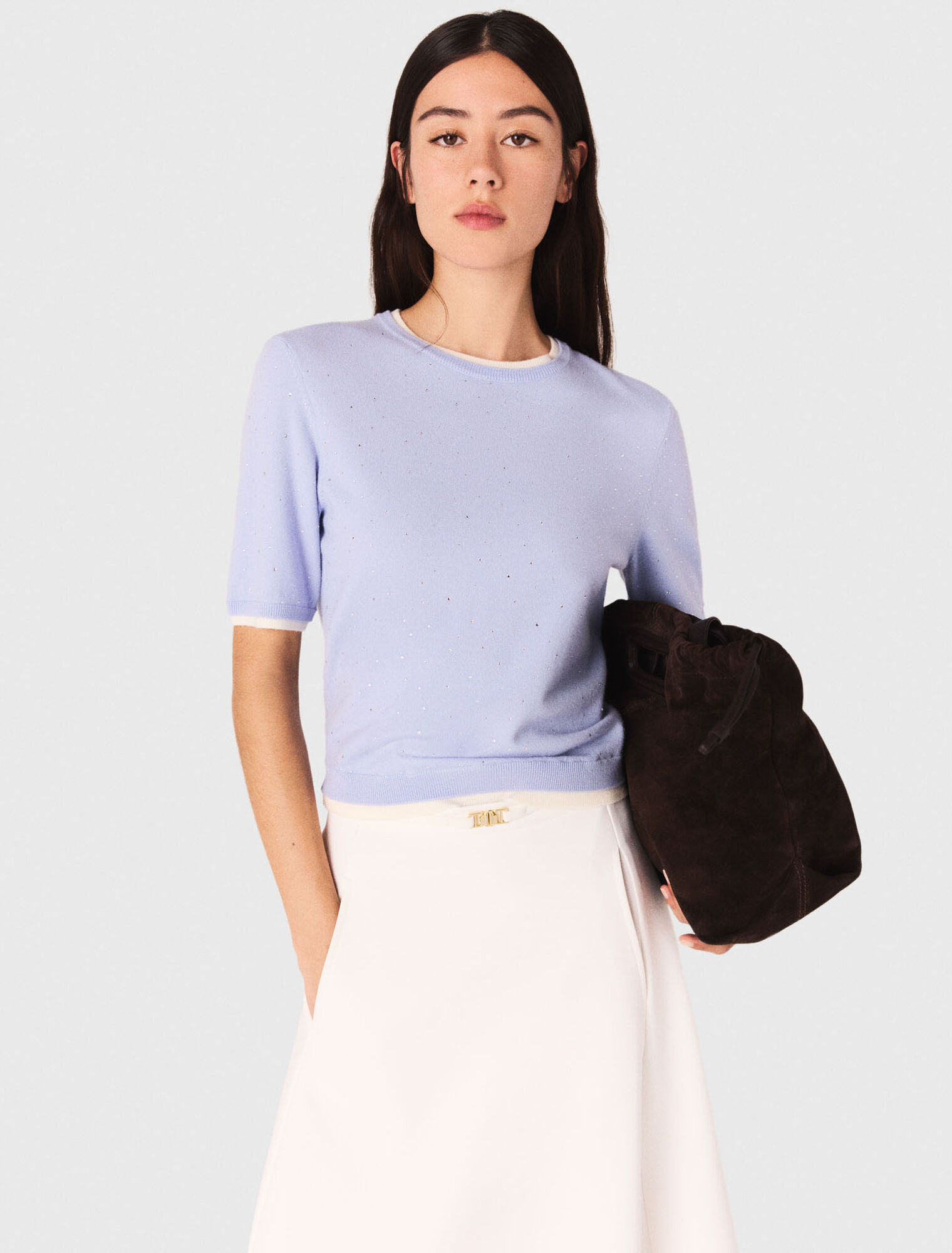 Pull 100% laine à manches courtes