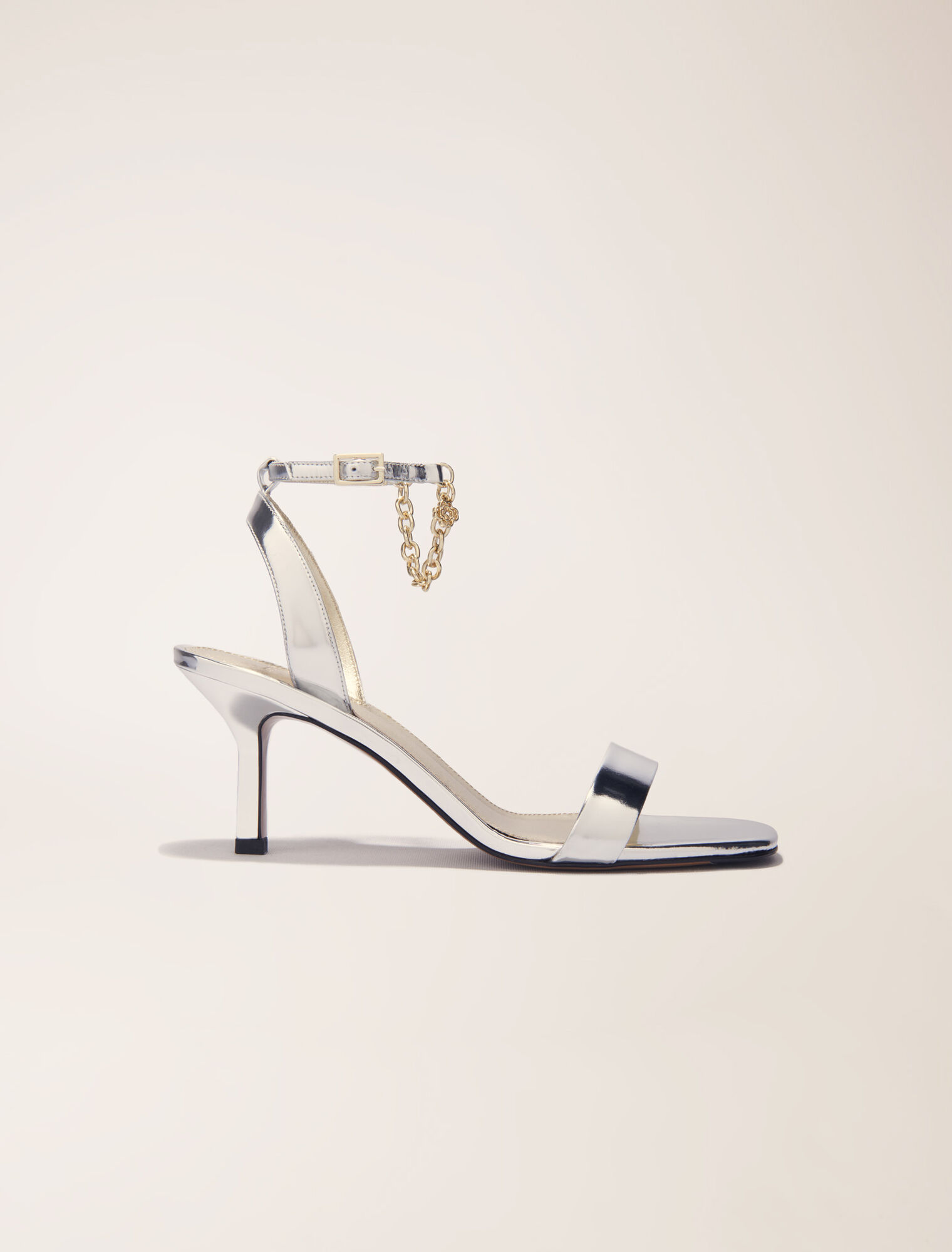 Sandales à talon en cuir miroir