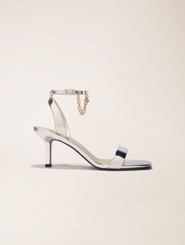 Sandales à talon en cuir miroir