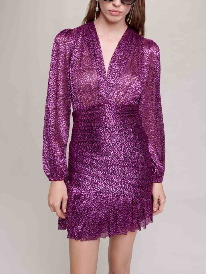Robe plissée fibres métallisées