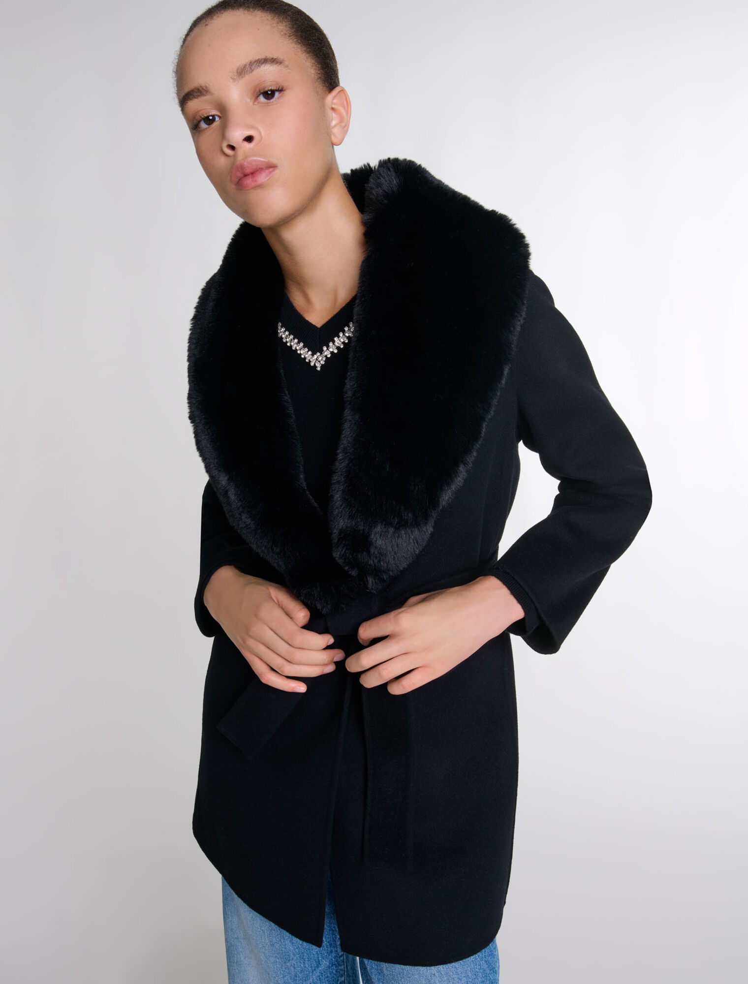 Manteau mi-long double face