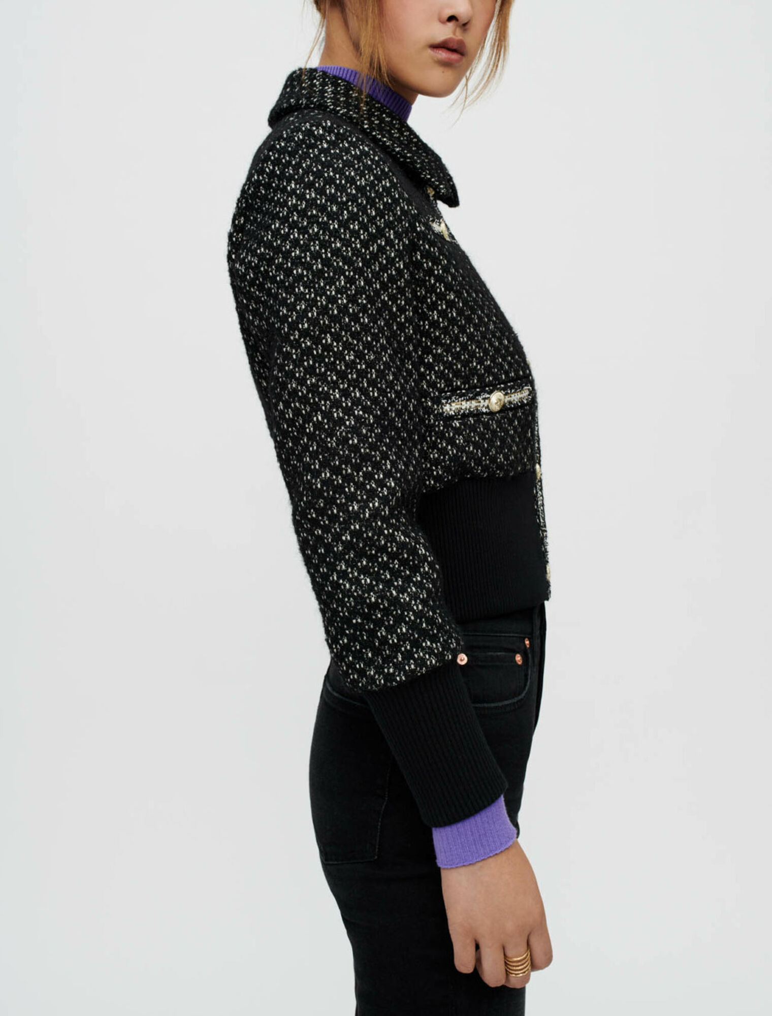 Blouson en tweed resserré en bas