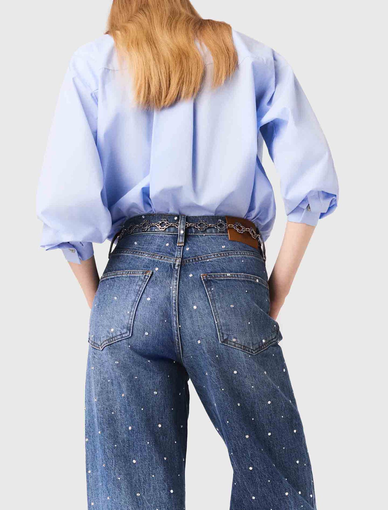 Jean large en denim avec clous