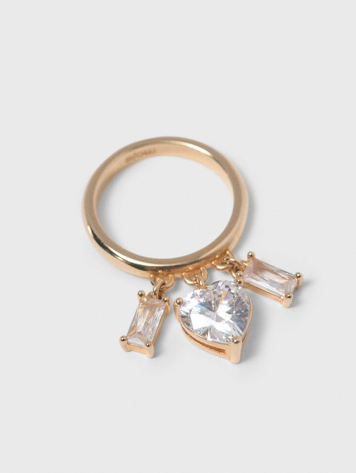 Bague dor&eacute;e &agrave; bijoux strass&eacute;s