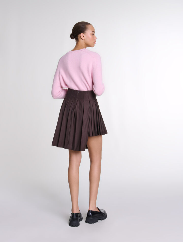 Jupe courte plissée asymétrique