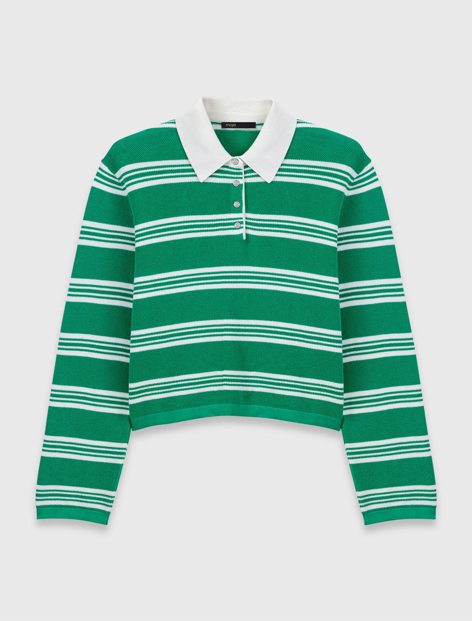 Pull court ray&eacute; avec col polo