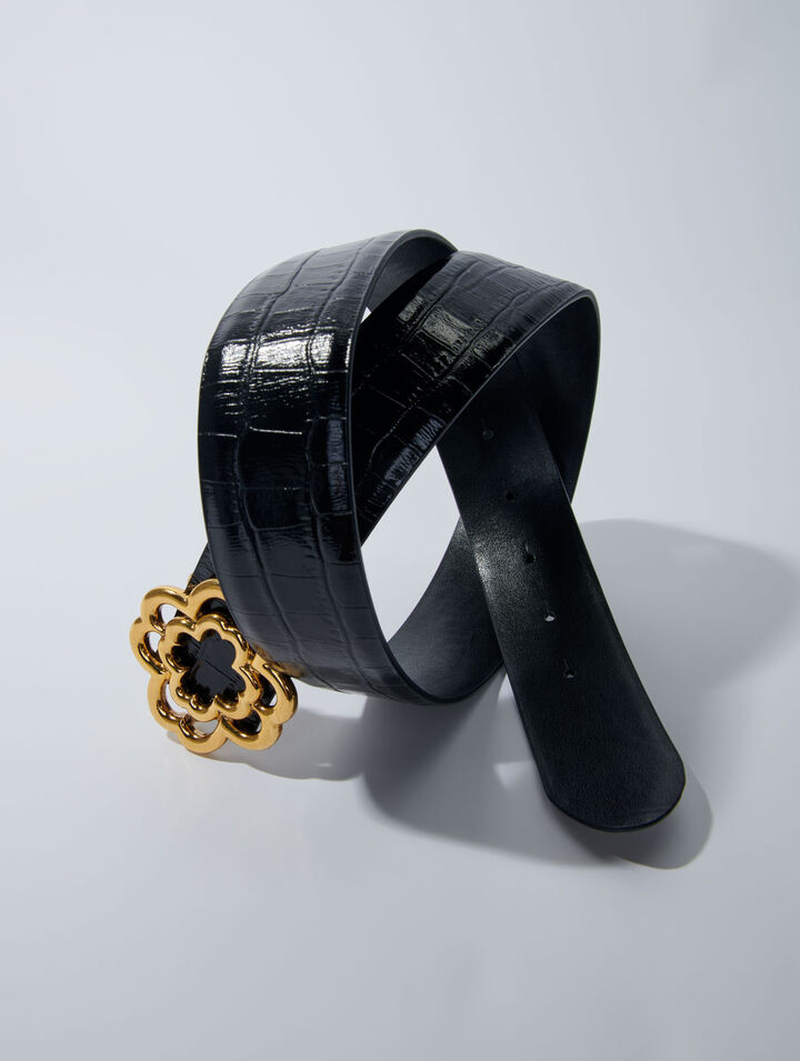 Ceinture Clover en cuir effet croco