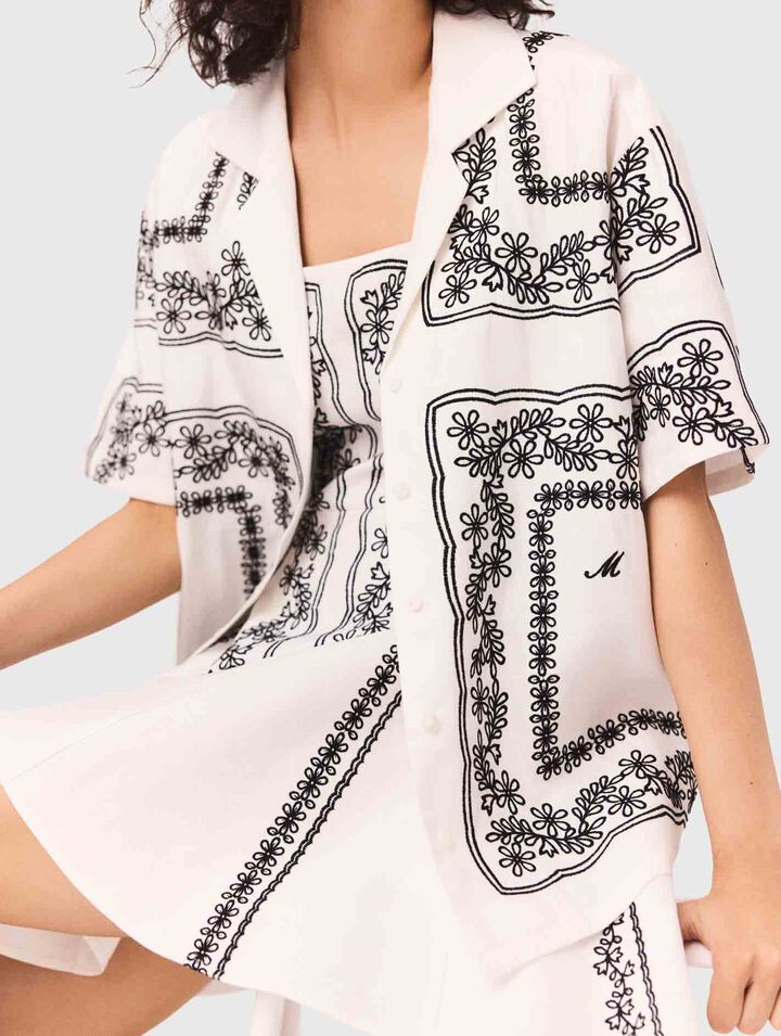 Chemise manches courtes brodée