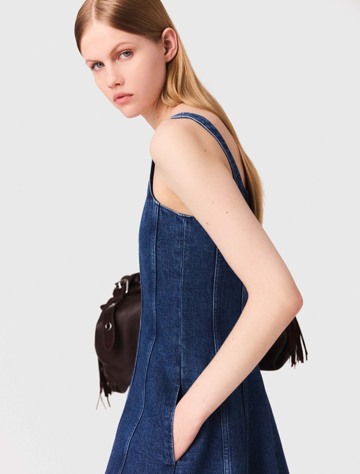 Robe babydoll longue en denim