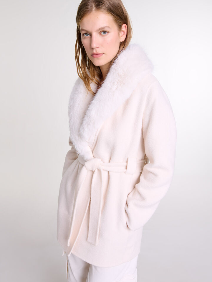 Manteau long en fausse fourrure
