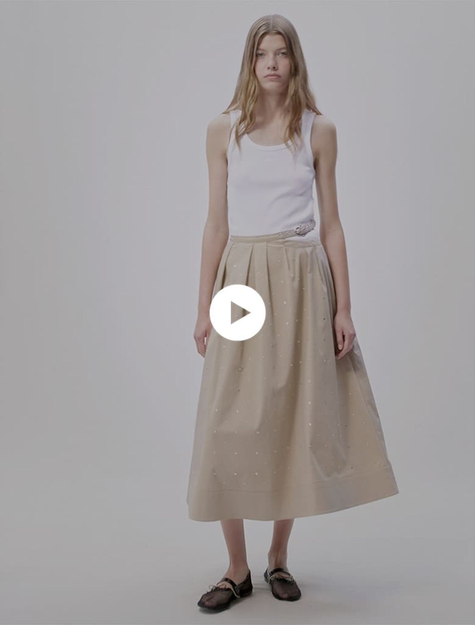 Jupe longue cloutée en coton
