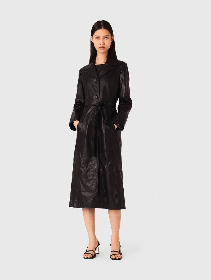 Trench long en cuir