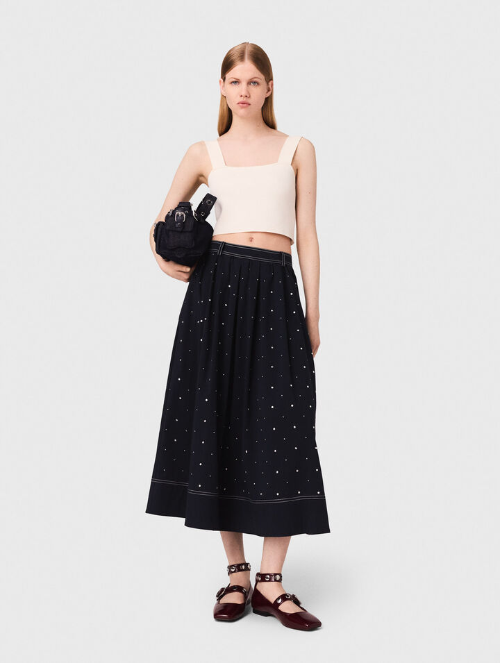Jupe longue en coton cloutée