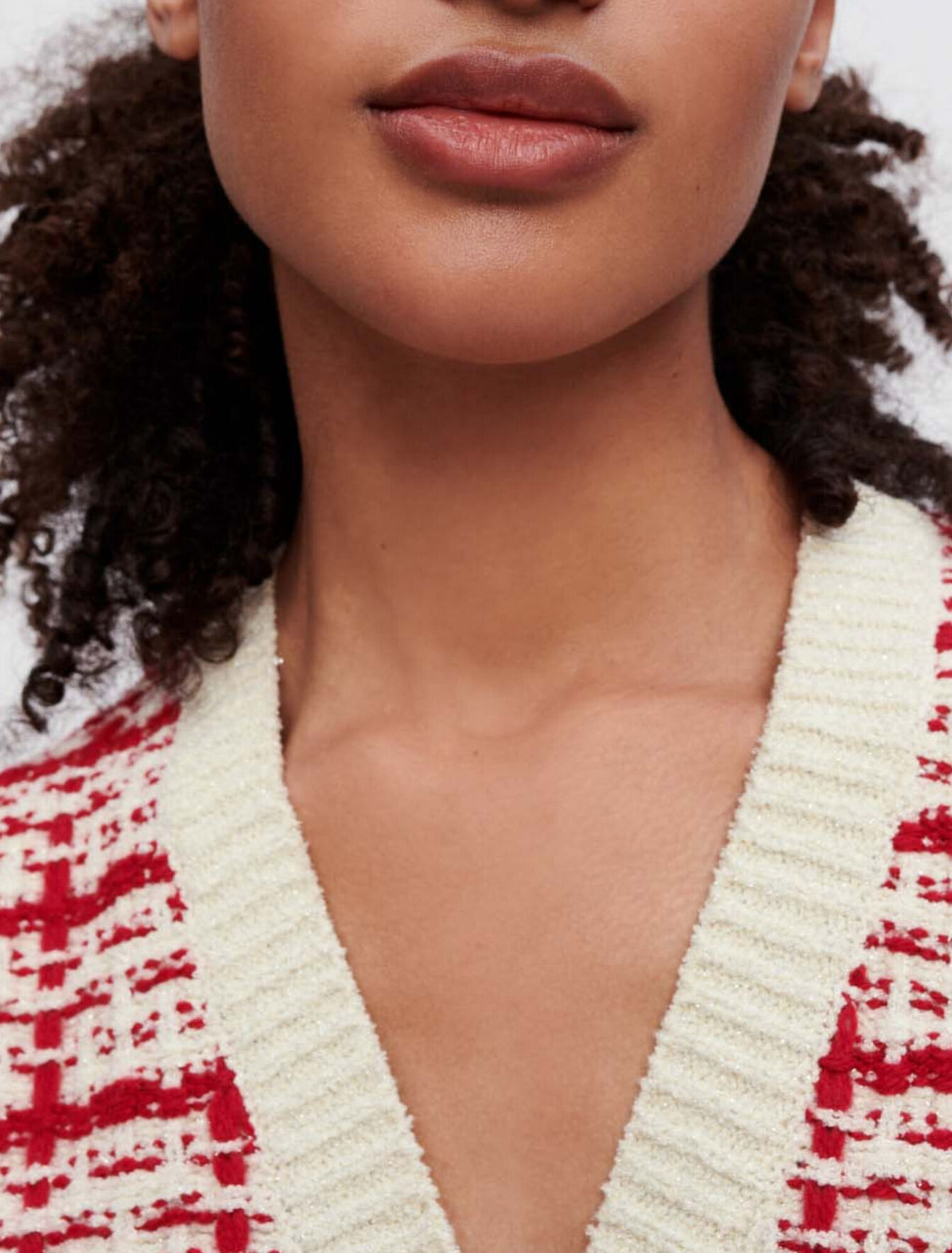 Cardigan en maille effet tweed bicolore