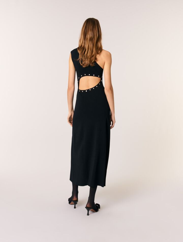 Robe longue en maille asymétrique