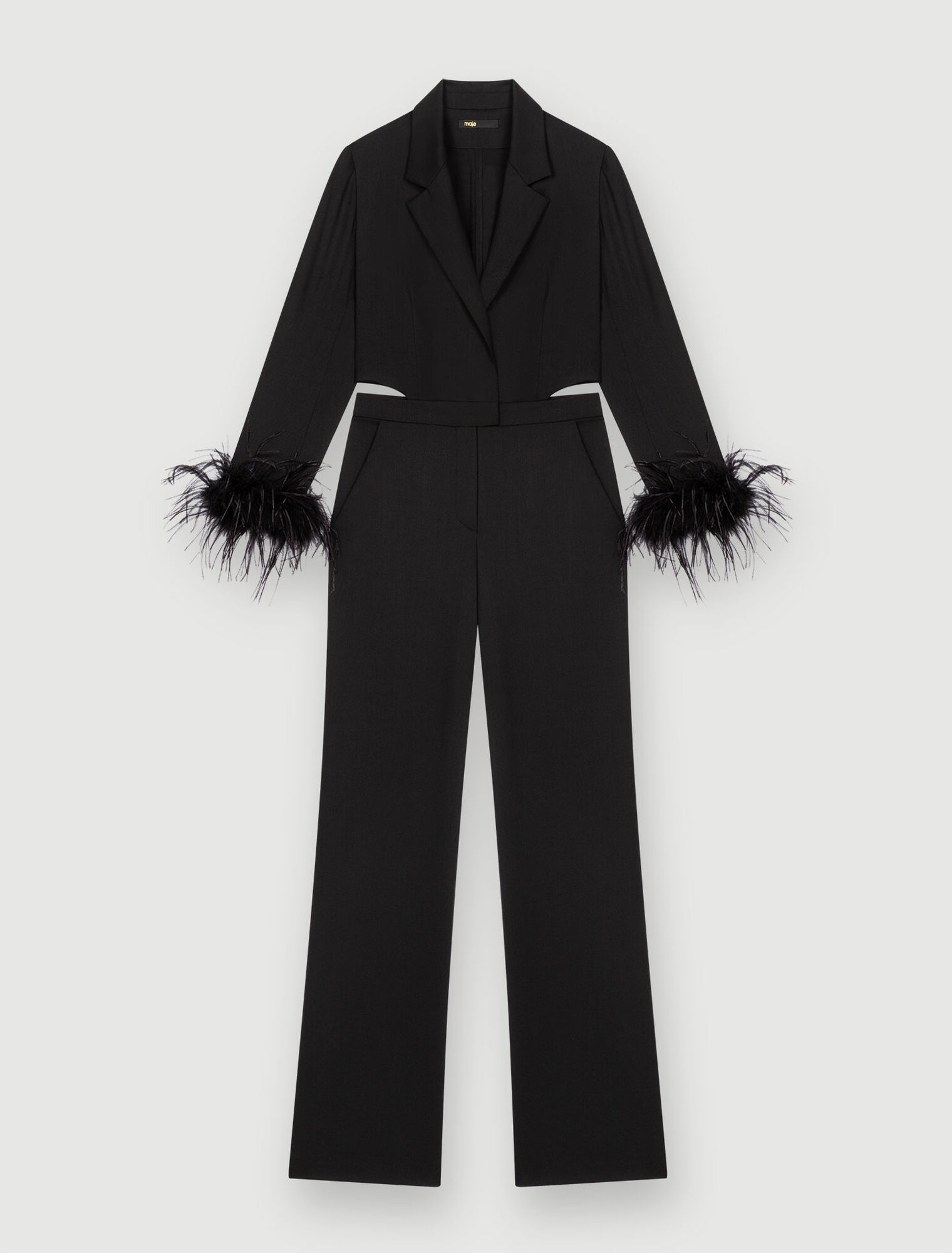 Combinaison pantalon noire à plumes