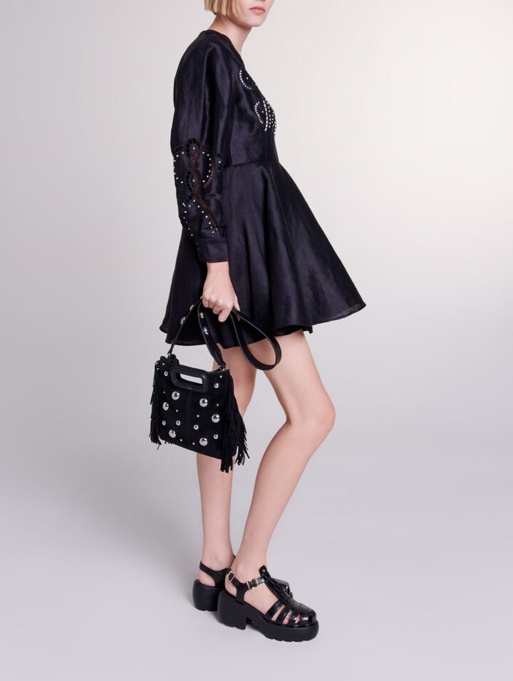 Robe courte en lin à broderies