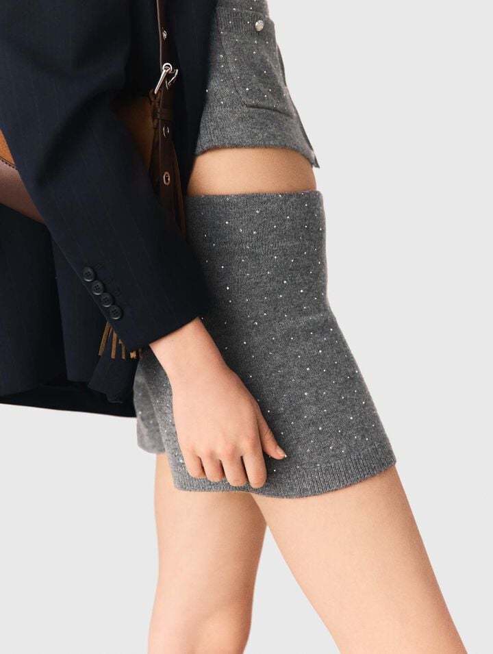 Short en maille &agrave; strass